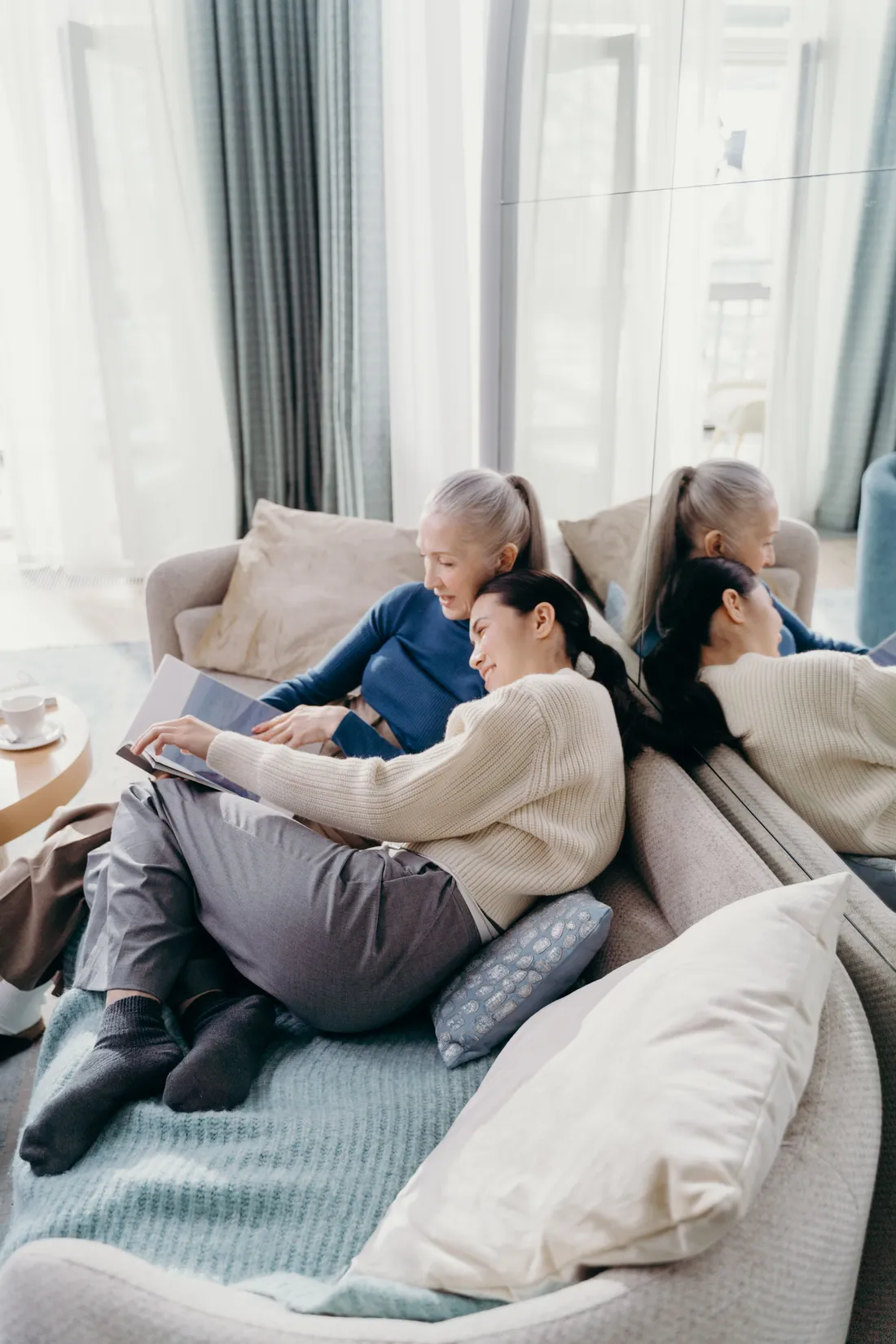 An older person at home during a follow-up telehealth consultation