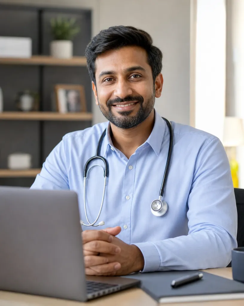 A practitioner speaking with a patient during a video consultation