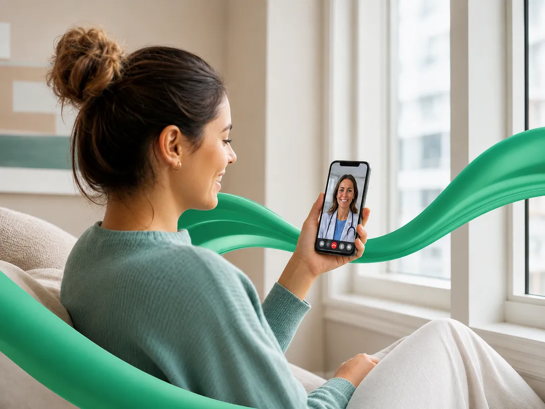 A patient in a video consultation with an Australian doctor